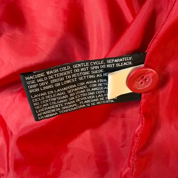 Vtg St. Johns Bay Womens Red Genuine Suede Leather Jacket Petite Medium - Picture 10 of 14